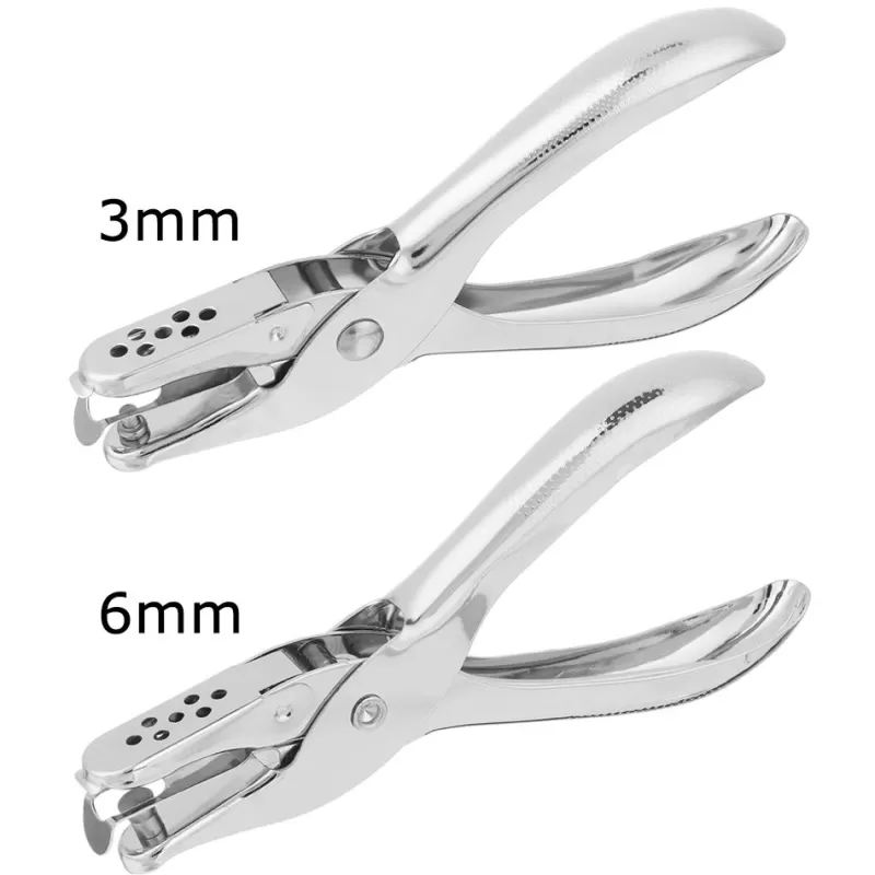 Clearance SOC 1 Pc Metal 3/6mm Pore Diameter Punch Pliers Single Hole Puncher Hand Paper Scrapbooking Punches 1-8 Pages Paper Hole Puncher