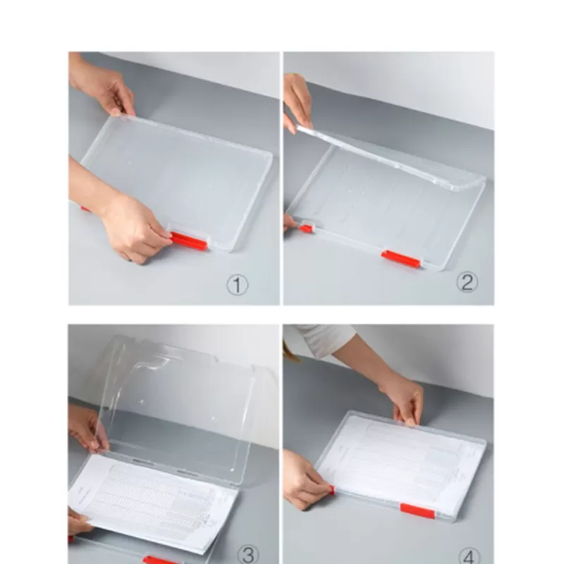 Flash Sale SOC 1Pcs Portable A4 Transparent Storage Box Clear Plastic Document Paper Filling Case File Waterproof Dustproof Office Supplies