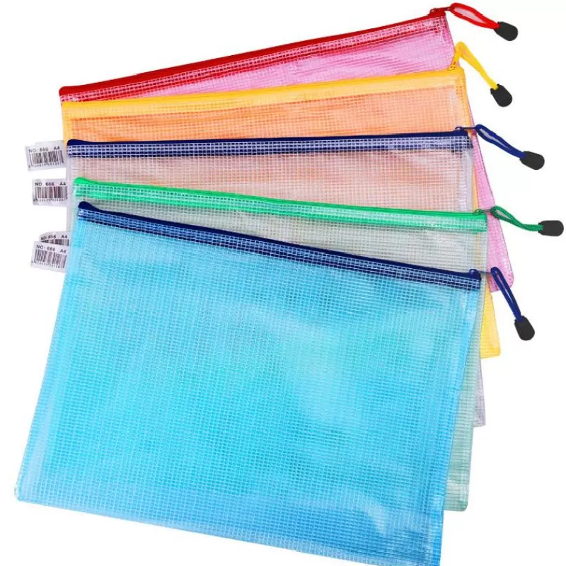 Online SOC 5/10/20pcs Mesh Zipper Pouch Document Bag Waterproof Zip File Folders A5 School Office Supplies Pencil Case Storage Bags