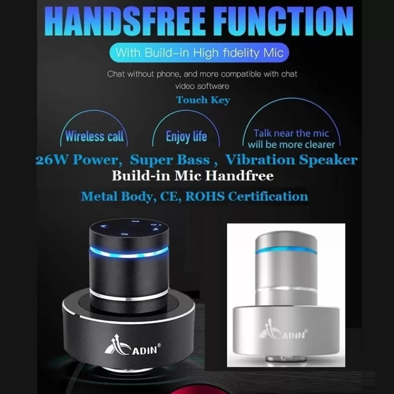 Hot SOC Adin 26w Vibration Bluetooth Speaker Wireless Music Center Bass Subwoofer Large Column Audio Portable Vibro Speaker For Phone