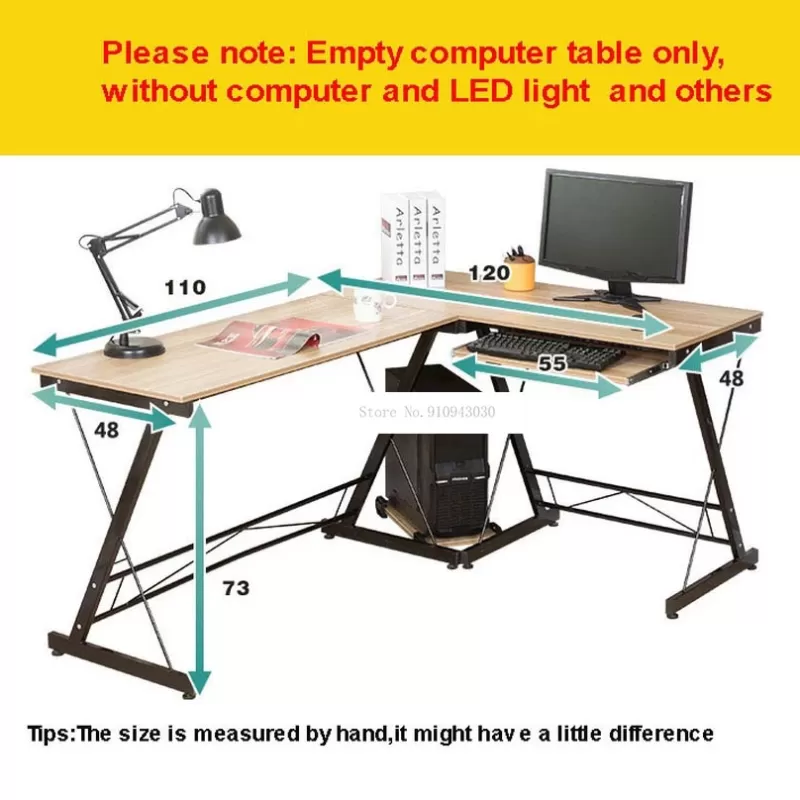 Fashion SOC L-Shape Office Writing Desk Corner Computer Desk Wood Right-angle PC Laptop Table Home Furniture Gaming Study Table Steel Frame